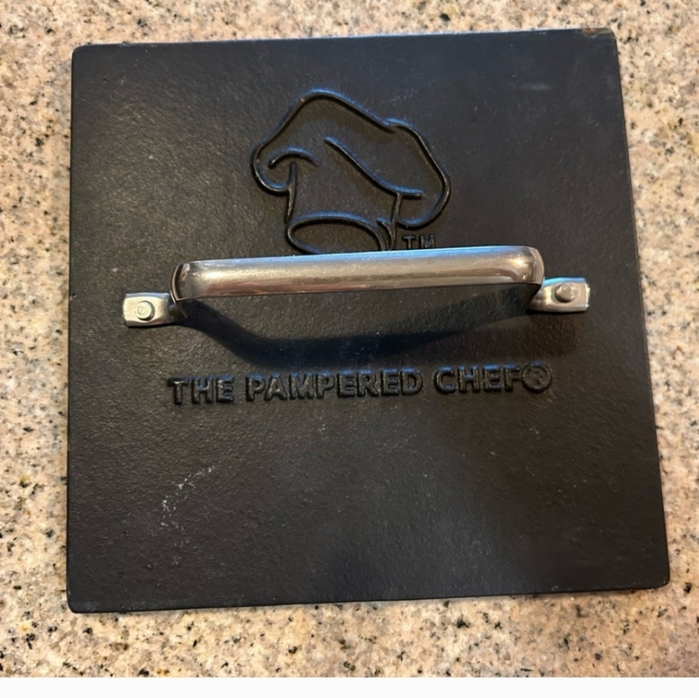 The Pampered Chef Grill Press with Silver Handle